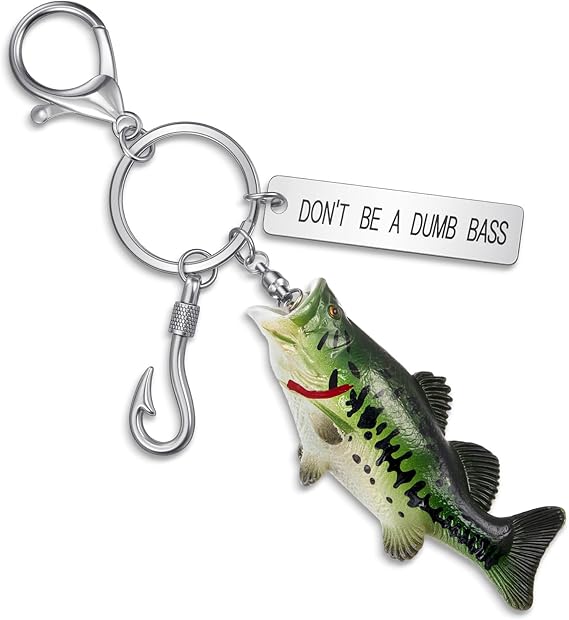 Nosiny Bass Fishing Keychain for Men, Fisherman Gift
