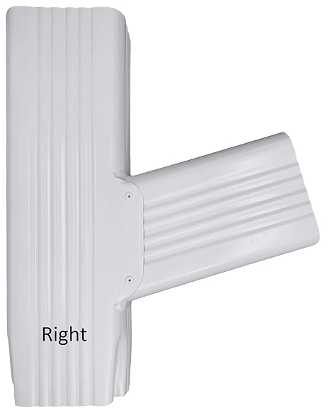 2x3 Right T Downspout Gutter Funnel Brings 2 Downspouts into 1 White