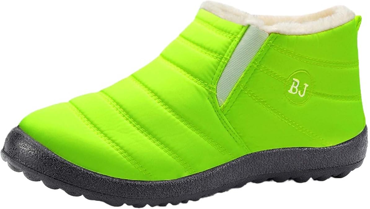 Winter Snow Boots for Women, Waterproof Fuzzy Fur Lined Snow Ankle Boots, Slip On Comfortable Insulated Flat Booties, Non Slip Walking Hiking Shoes