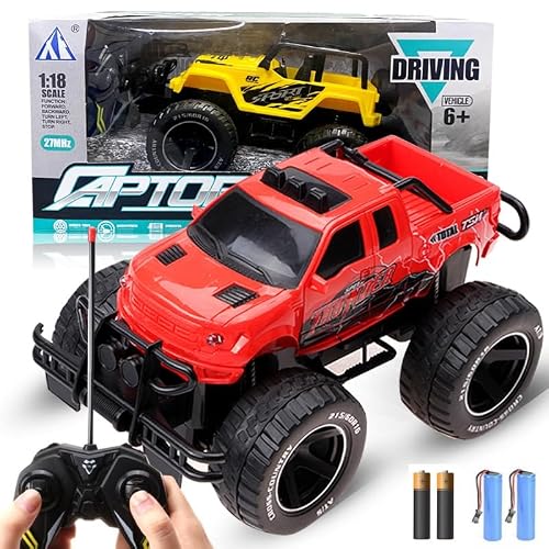 Beginner Rv Truck for Kids,Red Off-Road RC Pickup Trucks,1:18 Scale Crawlers Toy for Kids Aged 4-9
