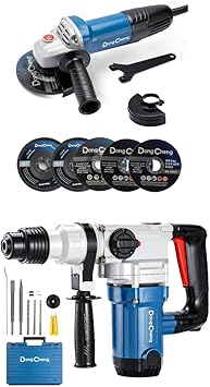 DongCheng Angle Grinder 4-1/2 inch 6.7-Amp and 1-1/8 Inch SDS-Plus Rotary Hammer Drill