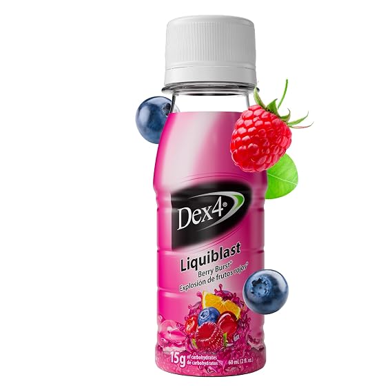 Dex4 Liquiblast Berry Burst Flavour 2oz Bottle, 6-Pack | 15g D-Glucose Per Bottle, Pre-Measured Format, Fat-Free, Gluten-Free, Sodium-Free, Caffeine-Free