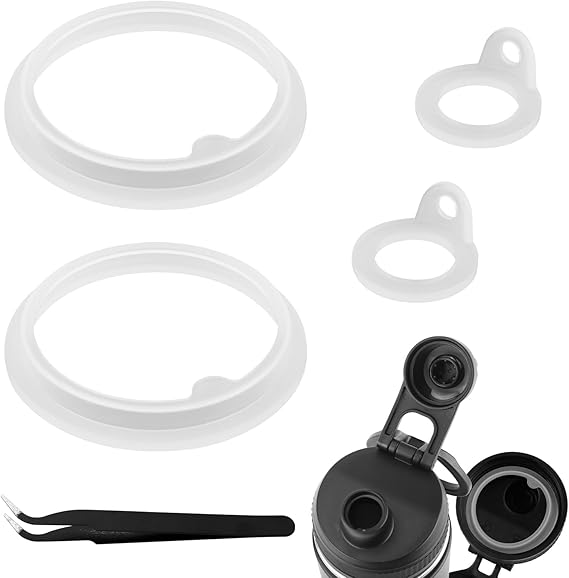 Tinoaly 5pcs Silicone Gasket Replacement Kit for TAKEYA Actives, Leak-Proof Lid Seal Ring & Tweezers for 18/22/24/32/40oz Water Bottles, O-Ring Sealing Gaskets