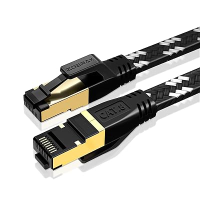 Cat 8 Ethernet Cable 3FT, Nylon Braided High Speed Network LAN Patch Cord, Flat 40Gbps 2000Mhz Internet Cable RJ45 Shielded Indoor LAN Cables Compatible for Gaming PC PS5 Xbox Modem Router