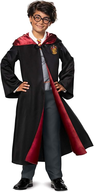 Harry Potter Costume, Official Wizarding World Harry Potter Kids Hooded Robe and Jumpsuit, Child Size