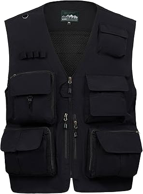 AOTORR Mens Outdoor Work Safari Cargo Photo Travel Fishing Vests for Men with Multi-pockets
