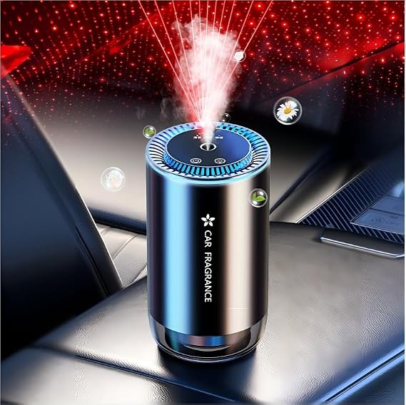 Car Aroma Diffuser with 3 Mist Modes, Auto On/Off, 7 Colors, Starry Light