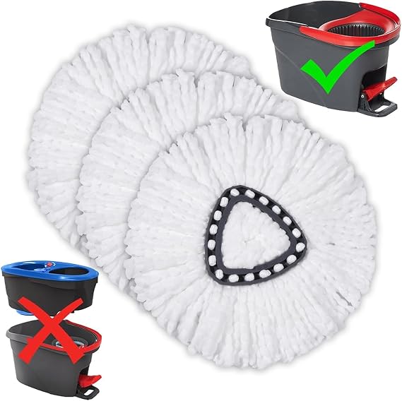 Mop Replacement Heads for O Cedar - Mop Replace Head Easy Wring Spin Mop Heads Replacements Easy to Clean Install and Replaceable Mop Head Machine Washable (3 Pack)