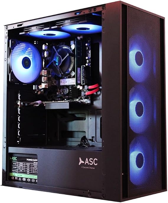 ASC TECHNOLOGY Gaming PC Tower - Intel Core i5 4670S, Nvidia RTX 3050 6GB, 16GB RAM, 1TB SSD NVME, 500W 80+ PSU, Wi-Fi, Windows 11, Black RGB Gaming Case 6 fan RGB