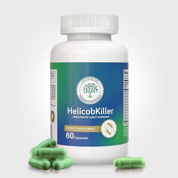HELICOBKILLER Natural Digestive Support Supplement, 60 Capsules | Fights Helicobacter Pylori, Supports Digestive System, Supports Gut Microbiota