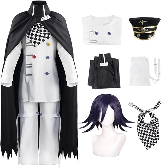 Men Costume White Uniform Suit Full Set Halloween Outfit With Scarf