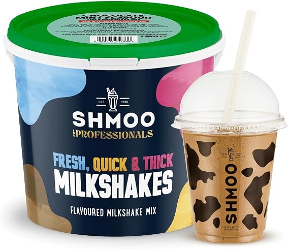 Shmoo Chocolate Mint Thick Shake Milkshake Mix (1.8KG) with Disposables (Small 13fl oz Cups)