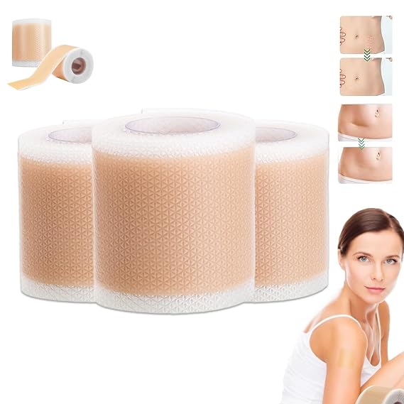 Lejuv Silicone Patches, Reusable Medical-Grade Lejuv Silicone Face Tape, 1.6in X 4.7ft Lejuv Overnight Beauty Patches for Forehead, Eyes, Mouth, Neck, Cut to Fit (3PCS)