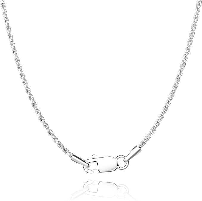 Jewlpire 18K Gold Plated 925 Sterling Silver Chain Necklace for Women, 1.35mm Rope Chain Necklace for Women Men Super Shiny & Durable Women's Chains Necklaces 16 18 20 22 24 26 Inch