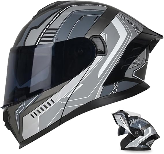 Adult Modular Motorcycle Helmets DOT Approved Flip up Dual Visor Full Face Helmet for Men Women, for Moto ATV UTV Snowmobile ADV Four Wheeler Street Bike