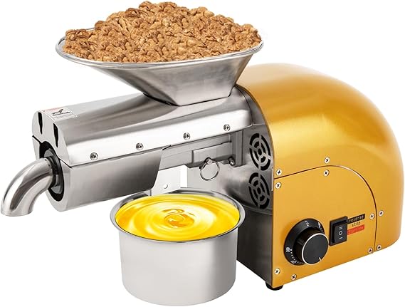 Oil Press Machine, 110V 1800W Nut Seeds Oil Extractor Cold& Hot Press Machine with Temperature Control 300C/572F, Commercial/Home Electric Oil Extractor Beans Machine for Coconut, Cocoa Beans