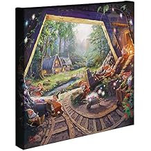 Thomas Kinkade Snow White & The Seven Dwarfs 14" x 14" Gallery Wrapped Canvas Art | Frameless Room Wall Art | Certificate of Authenticity Included