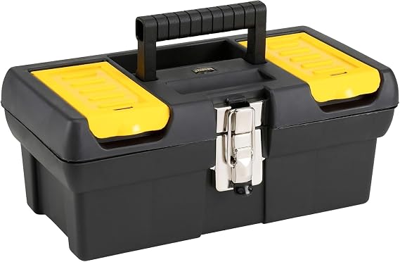 STANLEY 2000 Series Toolbox with Metal Latch, 2 Lid Organisers, Portable Tote Tray for Tools, 12.5 inch, 1-92-064