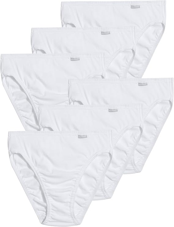 Jockey Women's Underwear 100% Cotton Elance French Cut - 6 Pack, White, 6