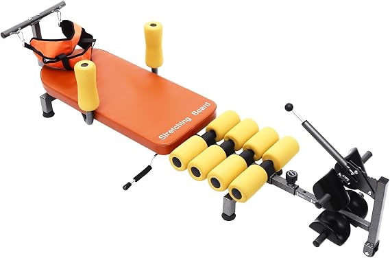 Adjustable Back Stretch Bench with Traction Lever, Inversion Table Alternative Traction Table - Spinal Decompression Bench for Neck, Back & Leg Relief, Supports up to 286 lbs