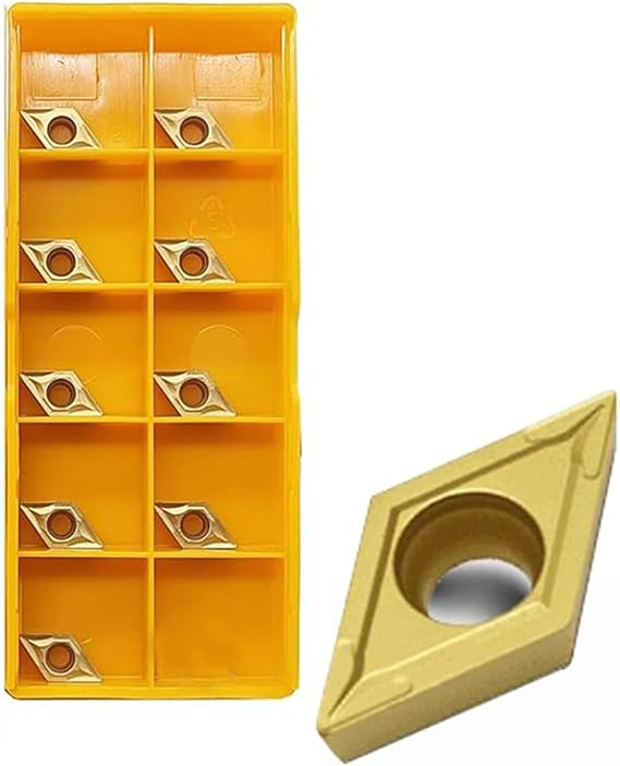 GBJ 10pcs DCMT21.51 DCMT070204 Carbide Inserts Lathe Turning Inserts Turning Tool Multilayer Coated CNC Lathe Inserts for SDJCR Lathe Turning Tool Holder Replacement Insert