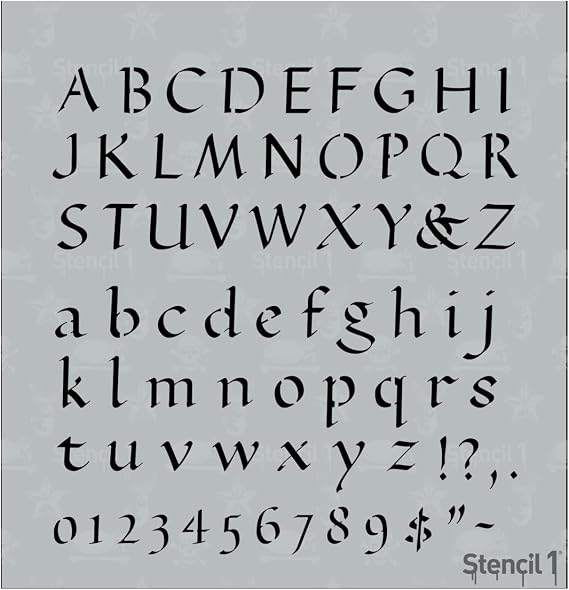 Stencil1 Calligraphy Letter Stencils 1/2" - Letters & Numbers - Mylar Uppercase and Lowercase Alphabet for Hand Painting, Drawing & Cutting - Perfect for Lettering on Wood, Vinyl & More