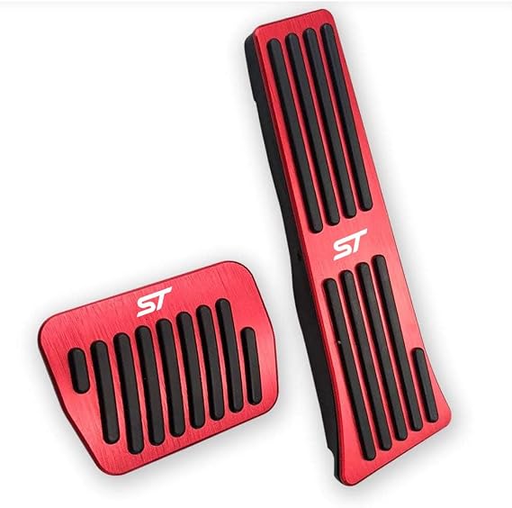 LEXLEY 2PCS Anti-Slip Aluminum Brake Gas Pedal Pads,Auto No Drilling Accelerator Pedal Covers For Ford Explorer 2020 2021 2022 2023 2024 2025 2026-RED