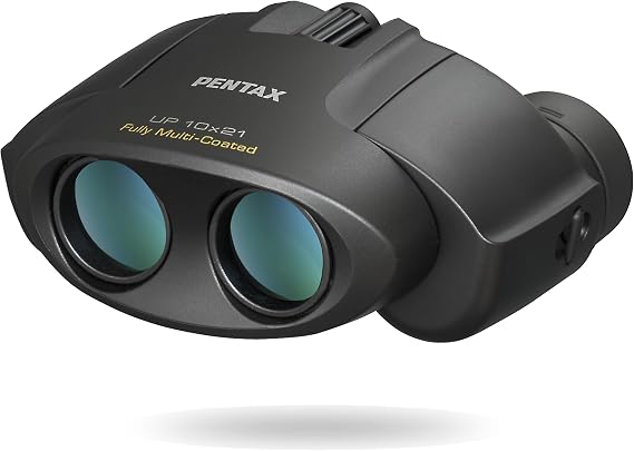 PENTAX UP 10x21 Binoculars, Lightweight & Compact with 10x Magnification, Bak4 Prisms, Rubber Coated Eyepieces,