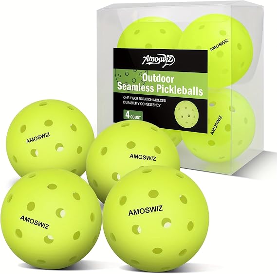 Pickleball Balls, 6 Pack Outdoor Glow in The Dark Pickleballs with Mesh Bag, Luminous Gifts, Light Up Green, High Visibility &amp; Durable for Training