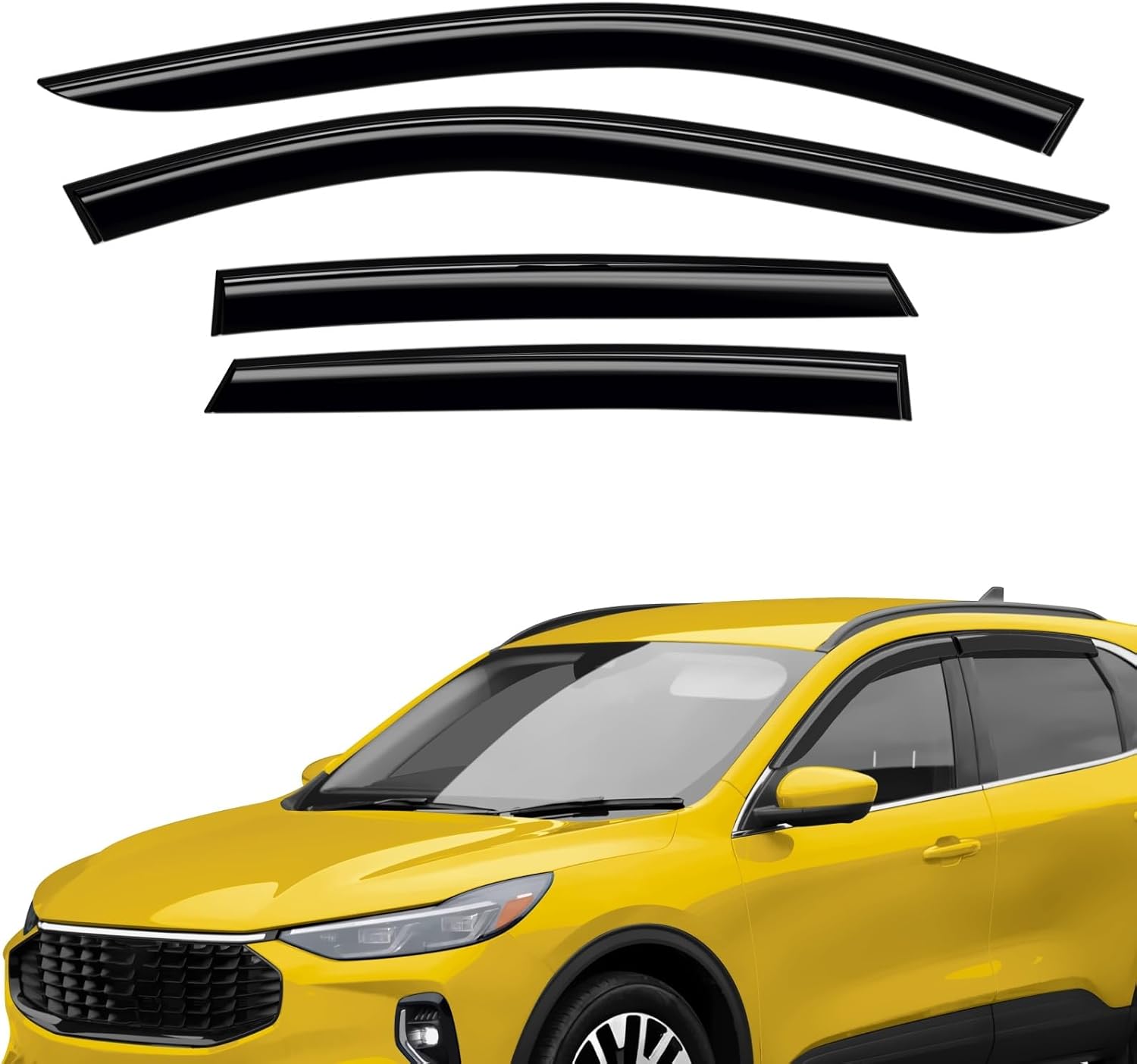 Extra Durable Window Deflectors Tape-On Window Visors Rain Guards Fit for Ford Escape 2020-2026, Sun Visors, Wind Vent for Shades, Exterior Car Accessories - 4pcs. AG0174