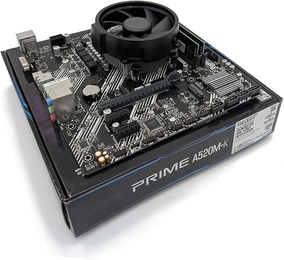 Ryzen 5 5600X 3.7GHz (Turbo 4.6GHz) Six Core Twelve Thread CPU, Prime A520M-K Motherboard &amp; 16GB 3200Mhz DDR4 RAM Pre-Built Bundle