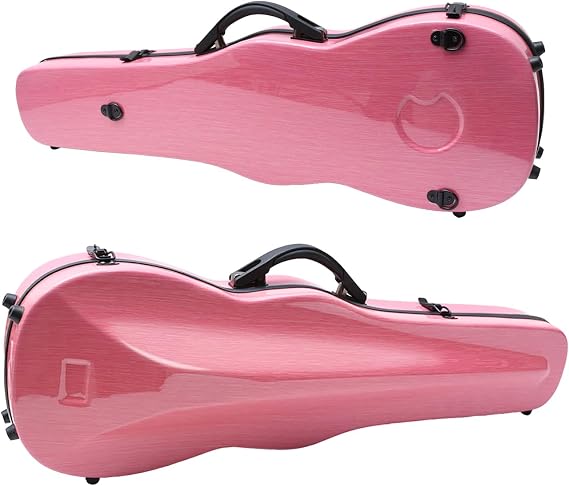 Full Size 4/4 Carbon Fiber Violin CaseFiber Hard Case Waterproof with Hygrometer Backpack Straps for Professional Protection Multiple Colors To Choose From (pink)