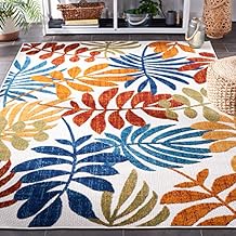 SAFAVIEH Washable Rug Outdoor Cabana Collection - 4' x 6', Cream & Red, Non-Shedding & Easy to Clean, Ideal for Patio, Backyard, Mudroom (CBN814A)