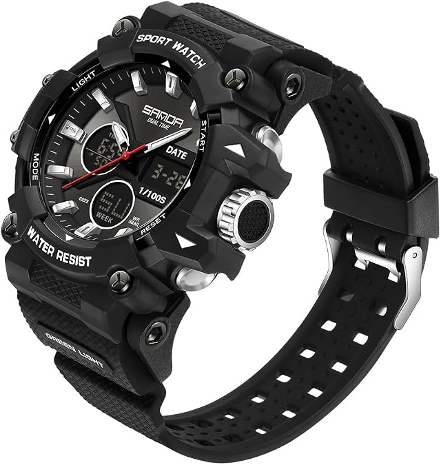 FANMIS Mens Watches Sports Outdoor Watch for Men's Military 50M Waterproof Watches- Analog Digital Dual Display Watch with LED Backlight,Stopwatch, Countdown