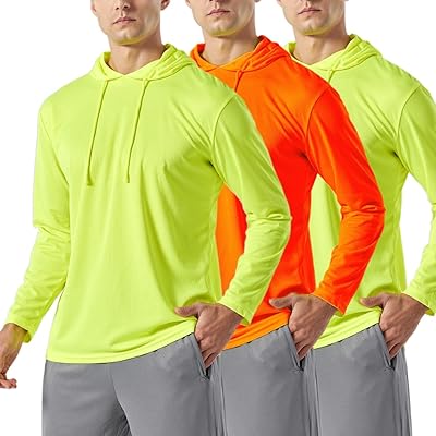 3PC or 6PC Mens UPF 50 Sun Protection Lightweight Long Sleeve Hoodie, Quick-Dry SPF UV Shirt for Outdoor Active Wear