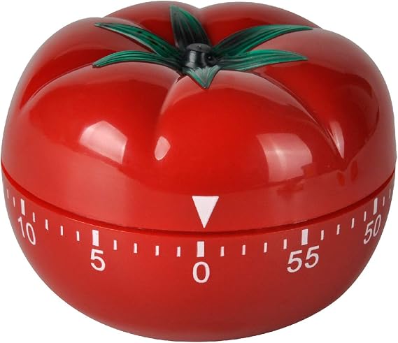 Jayron Tomato Kitchen Timer, 60-Minute Mechanical Wind-Up Countdown Timer | Red body with green top, battery-free rotary dial, audible ticking, end bell, marked scale, baking, pasta, tea, coffee, study