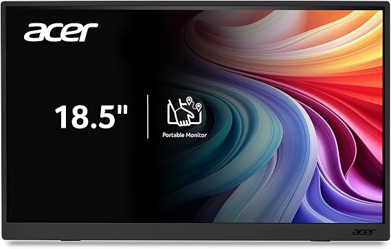 Acer 18.5in FHD 1920x1080 IPS 100Hz Slim Portable Monitor PM191Q Ebmiuux | 7ms, AdaptiveSync, sRGB 99%, HDMI, 2xUSB-C, Speaker, External Monitor for Laptop PC/MAC, Travel Montior, PS5, XBOX, Switch