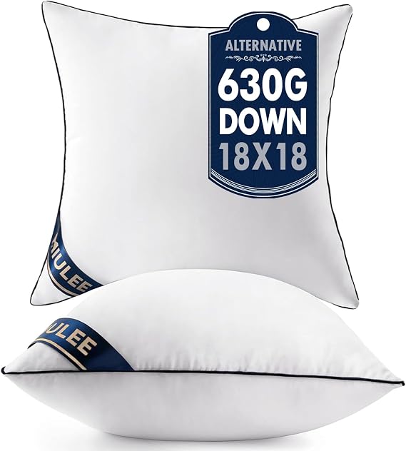 MIULEE 18x18 Pillow Inserts Set of 2 Throw Pillows 18 Inch Premium Down Alternative Pillow Inserts Decorative Pillow Stuffer for Sofa, Couch (18x18 inch, Set of 2)