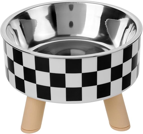 COLLBATH Elevated Cat Bowl Cat Food Bowl with Raised Feet Anti Vomit Feeding Dish for Neck Support Smooth Wide Mouth Microwave and Dishwasher Safe 5.31 X 5.31 X 1.96 in 1 Pack