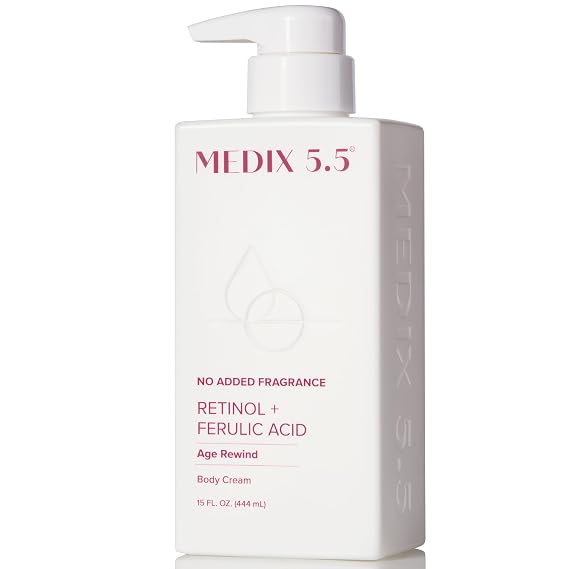 MEDIX Fragrance Free Retinol Face Moisturizer & Body Lotion Crepey Skin Care Treatment | Anti Aging Firming Retinol Cream For Face Targets Loose Crepe Skin, Wrinkles, Fine Lines, 15 Fl Oz