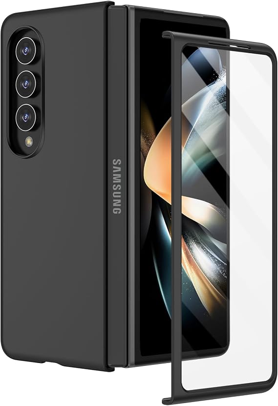 Ruky for Samsung Galaxy Z Fold 4 Case Built with Sreen Protector, Black | Full Body Cover Hard PC Ultra-Thin Anti-Scratches Shockproof Protective Phone Case for Samsung Galaxy Z Fold 4, Black