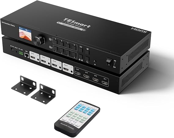 TESmart 4x4 Seamless HDMI Matrix Switch 1920x1080@60Hz Remote Control, Supports Audio Splitting, Preview Mode, RS-232, LAN Control, Rename Port