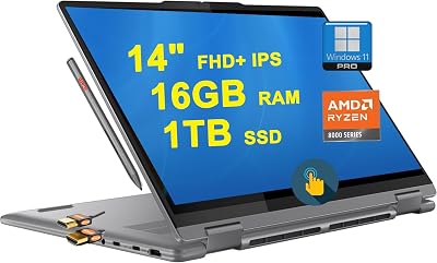 Lenovo Yoga 7 2-in-1 AI PC Laptop 14 FHD Touch AMD Zen 4 8-core Ryzen 7 8840HS >i7-12700H 16GB RAM 1TB SSD Backlit Fingerprint Long-Lasting Battery Rapid Charging Digital Pen Win11Pro  HDMI Cable