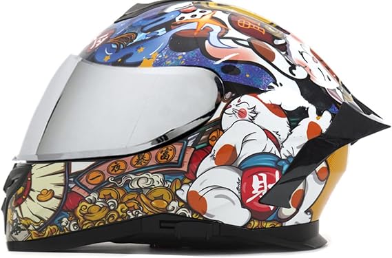 Motorcycle Full Face Integrated Modular Helmet Anti Crash Motorcycle Helmets DOT/ECE Approved Adult Men and Women Hd Sunshade Double Visor Suitable for Moped Cruisers Scooter 27,M(57-58CM)