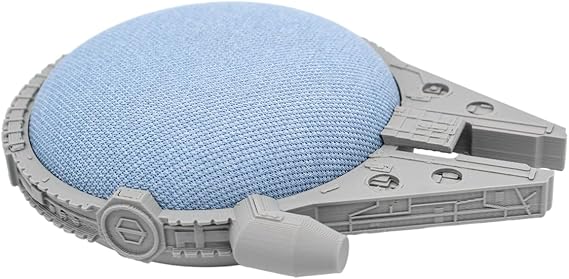 Smart Home Speaker Wall Mount Spaceship-Inspired Holder Stand for Compact Voice Assistants (Blue Sparkle)