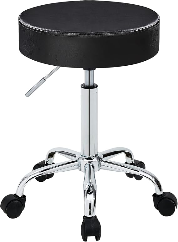 DUHOME 410 Adjustable Height Swivel Medical Clinic Tattoo Spa Salon Stool with Wheels (Black)