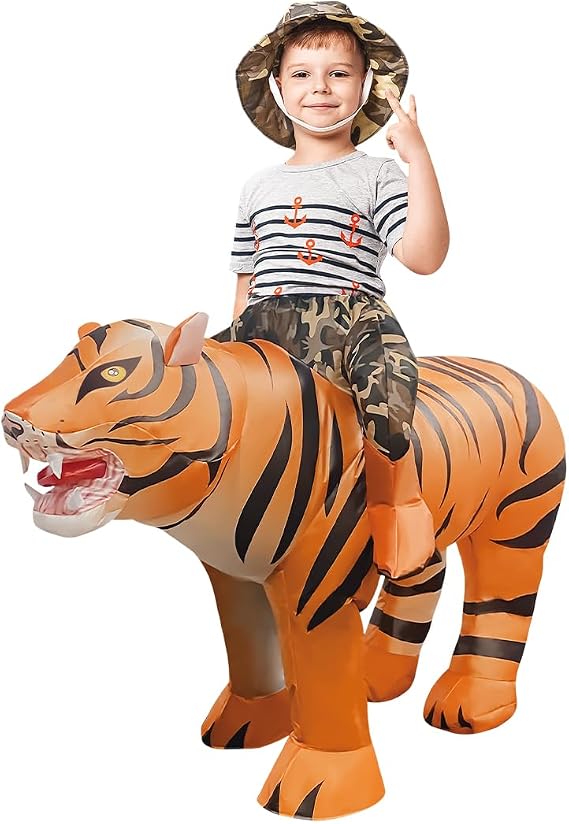 GOOSH Inflatable Tiger Costume for Kids Halloween Costumes Boys Girls Funny Blow up Costume for Halloween Party Cosplay