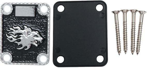 Guitar Neck Joint Plate, 1 Pack Metal Backing Plate, 4-Hole Strength Connect Board for ST for TELE Style Electric Guitar, Reinforces Neck Body Stability, Easy Installation Upgrade Accessory(SilverA)