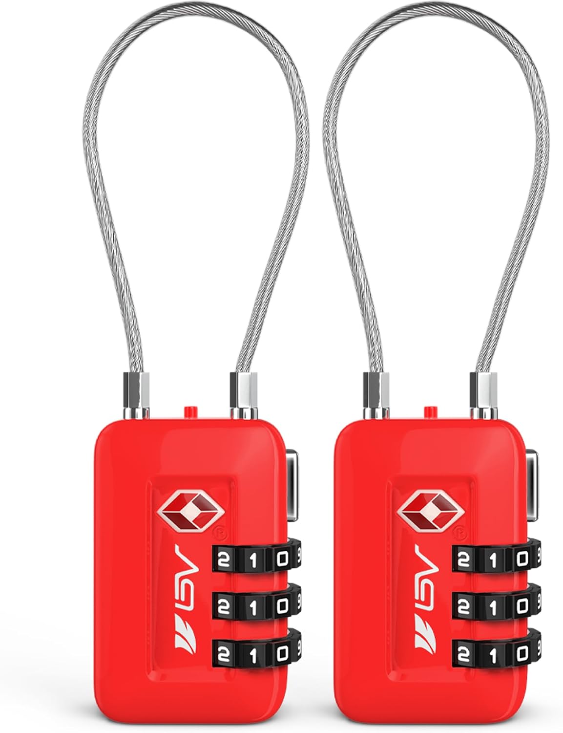 TSA Accepted Luggage Travel Lock, Set-Your-Own Combination Lock for School Gym Locker, Luggage Suitcase Baggage Locks, Filing Cabinets, Toolbox, Case Red, 2 Pack