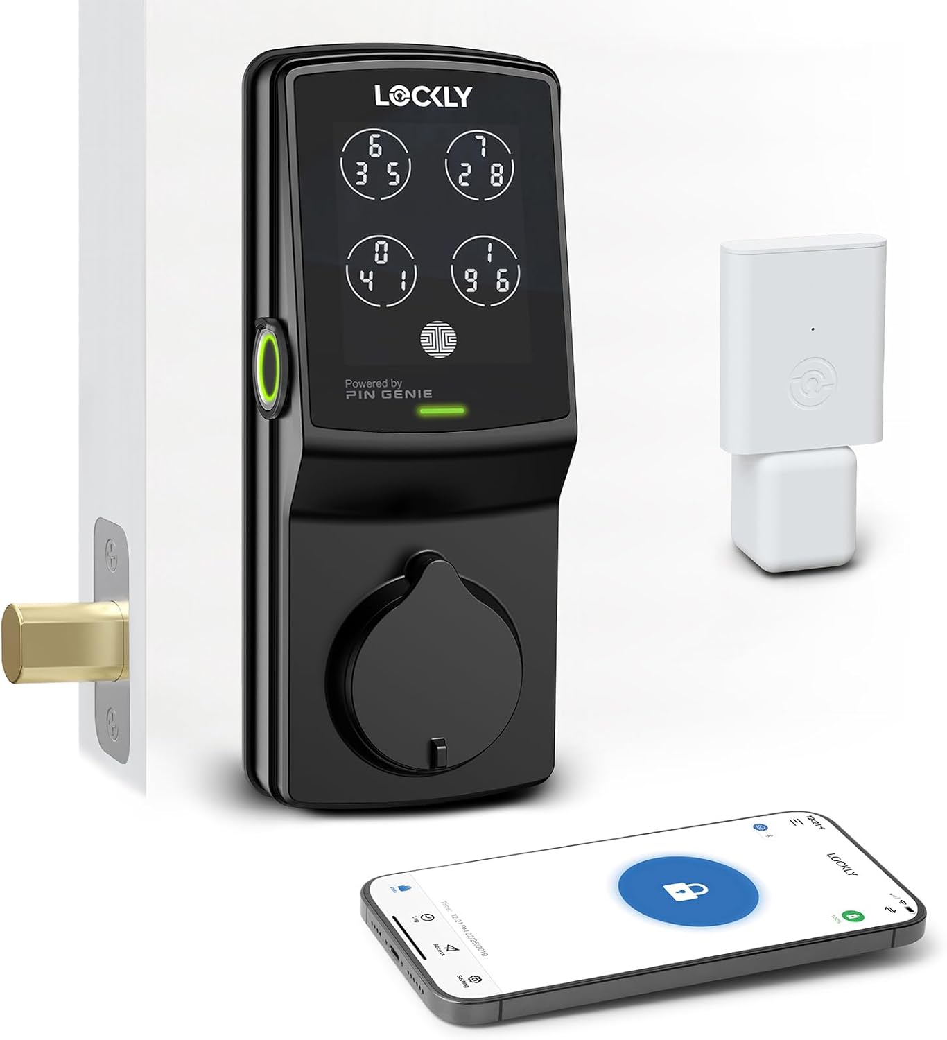 Lockly Secure Pro Wi-Fi Smart Door Lock, Keyless Entry with PIN Genie Digital Keypad, 3D Biometric Fingerprint Sensor Front Door Lock Deadbolt, Voice Control & Auto Lock - Deadbolt Edition